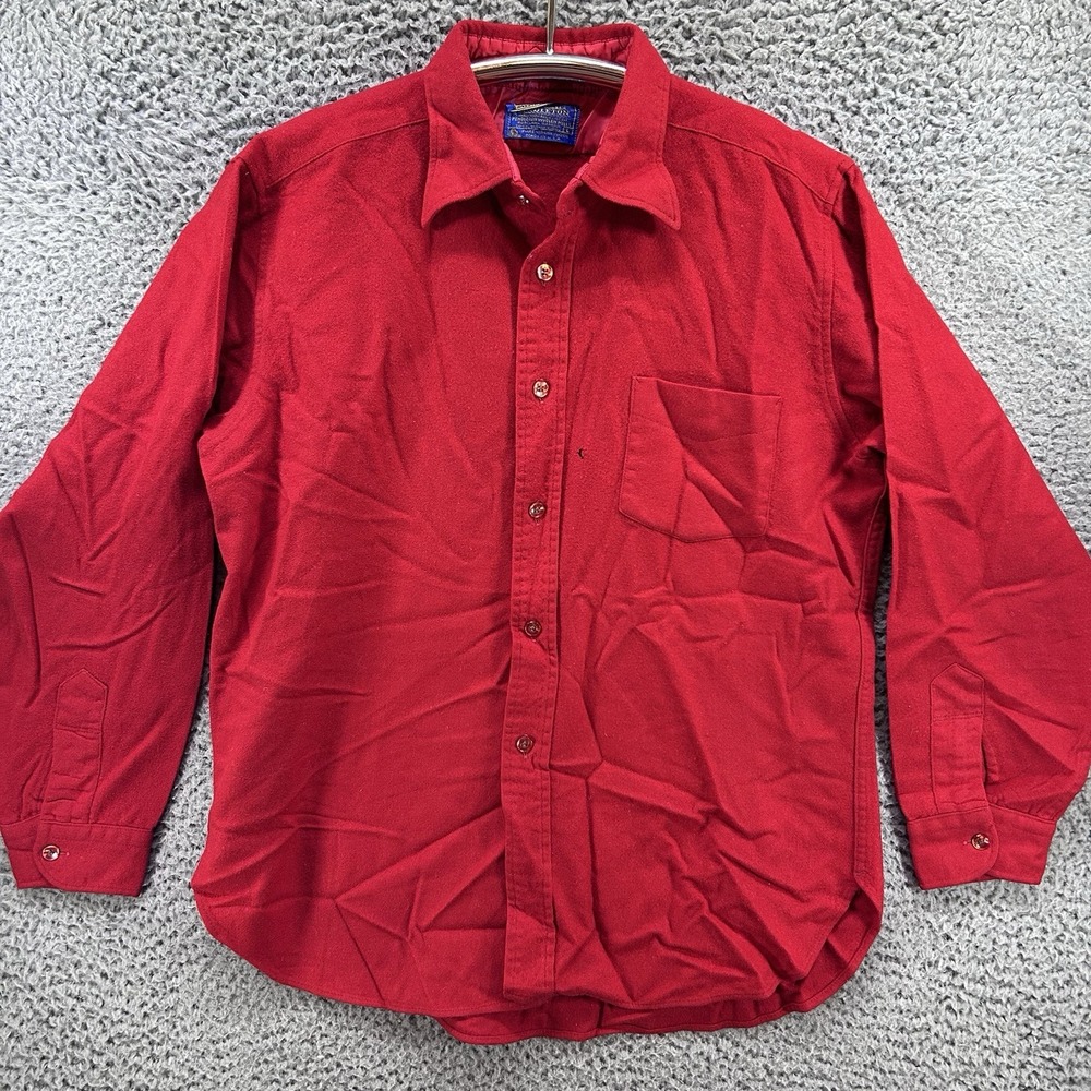 Vintage Pendleton 100% Wool Flannel Red Shirt Mens Large Outdoor Lumberjack